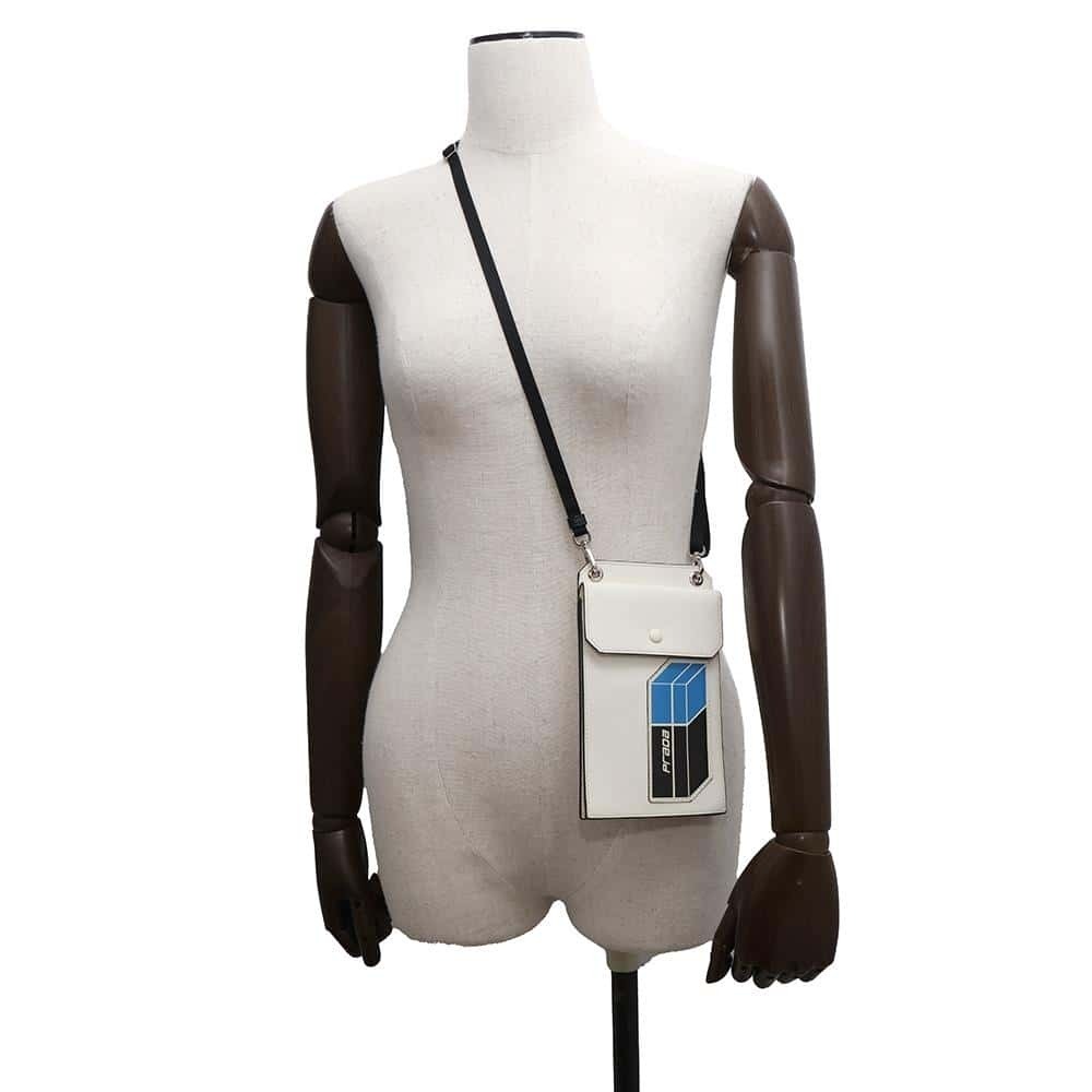 Prada White Leather Smartphone Holder Card Phone Pouch View 4